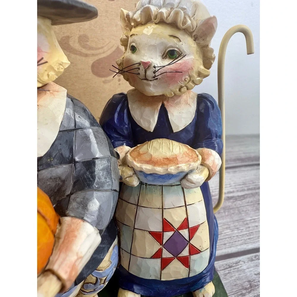 Jim Shore Heartwood Creek Paws And Give Thanks Pilgrim Cats Figurine 4017596‎